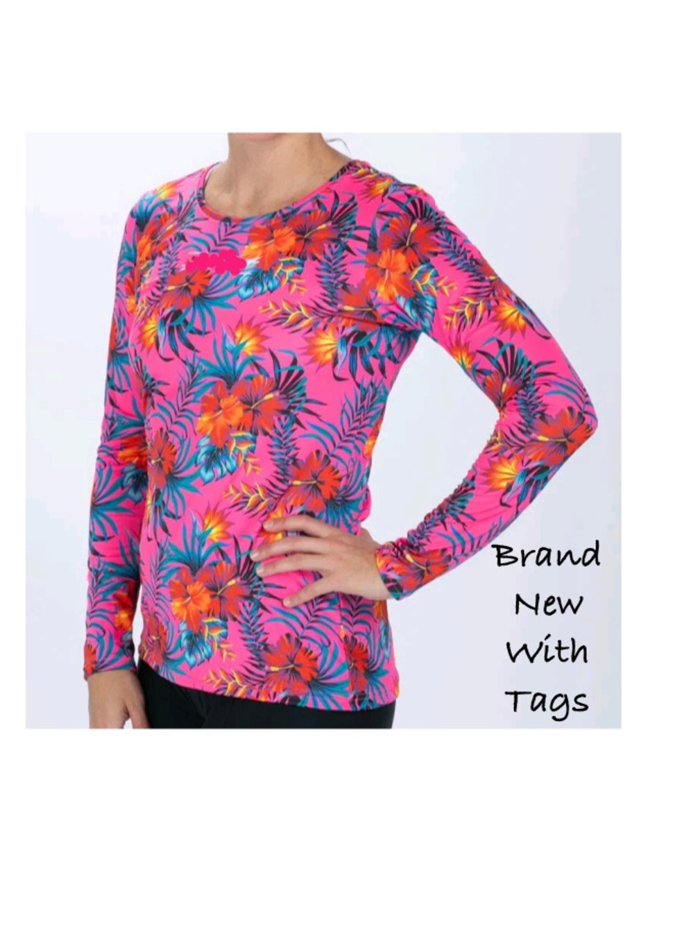 NWT Rebel Raven tropical mesh long sleeve top
